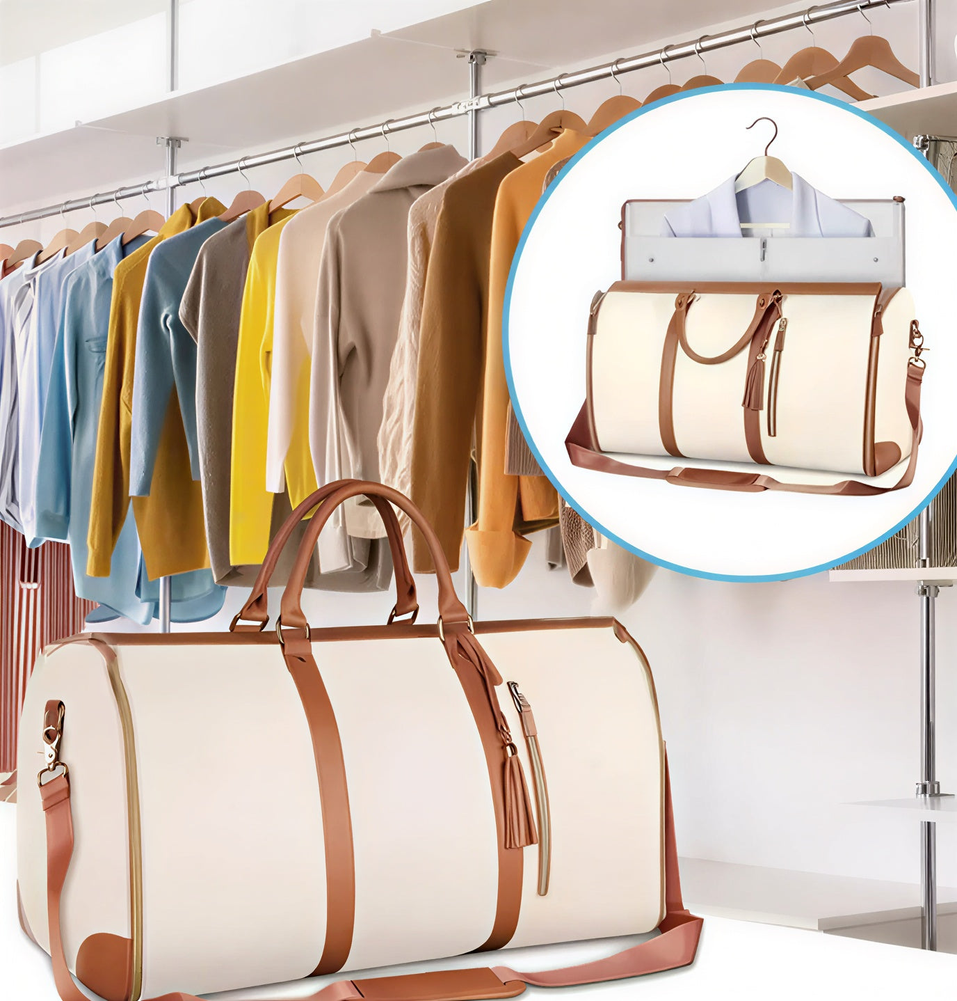 Convertible Garment Bag for Travel - 2 in 1 Hanging Suitcase